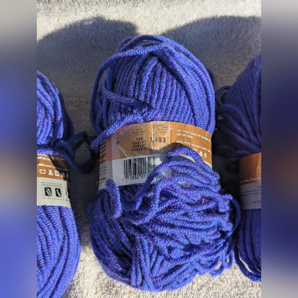 Lion Brand Woolspun Yarn in Orchid ,Purple Blue Blend, 4 New Vintage Skiens - Picture 5 of 10